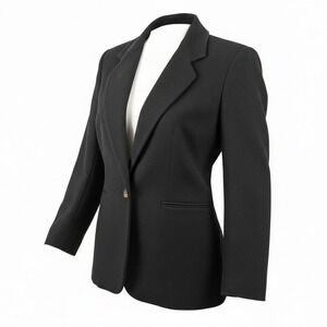 Herve Bernard Women's Cashmere Blend‎ Blazer Size 14 Black Made in Italy Classic